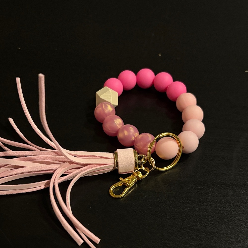 Pink Beaded Bracelet with Tassel
